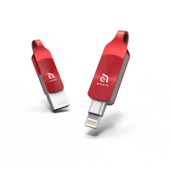 Adam Elements Duo+ – Apple Lightning Flash Drive - 64 GB, Adam Red