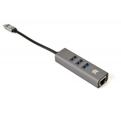 STM Hub USB-C - 3 x USB-A + LAN - Grey