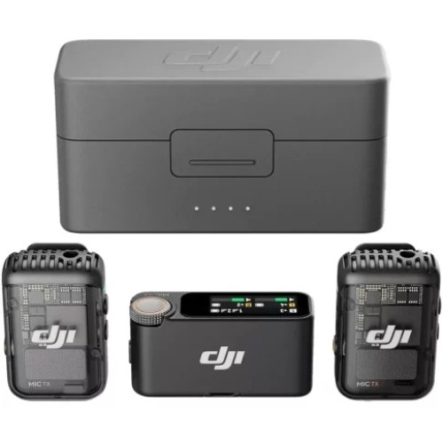 DJI MIC 2 (2 TX + 1 RX + Charging Case) Wireless Microphone, Intelligent Noise Cancelling, 32-bit Float Internal Recording, 250m (820 ft.) Range, Microphone for iPhone, Android, Camera
