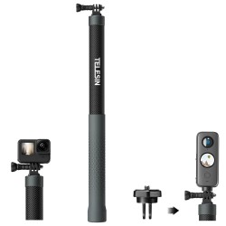 Telesin New Design 3m Carbon Fiber Selfie Stick 3.0 for GoPro / Insta360 / DJI / Any Action Camera